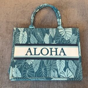 Kahulalea Aloha Canvas tote bag Floral medium NWOT